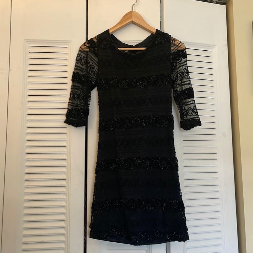 Artifact Long Sleeve Black Mini Dress